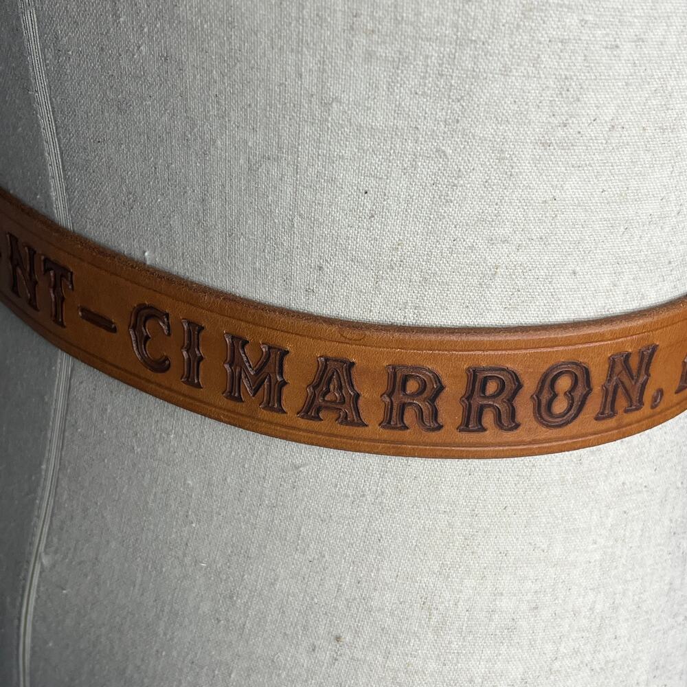 Vintage Philmont Scout Brass Buckle Waist 34 Tooled Leather Belt Ranch Cimarron - Picture 4 of 12